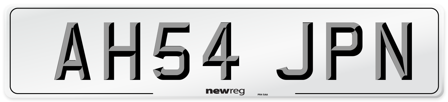 AH54 JPN Number Plate from New Reg
